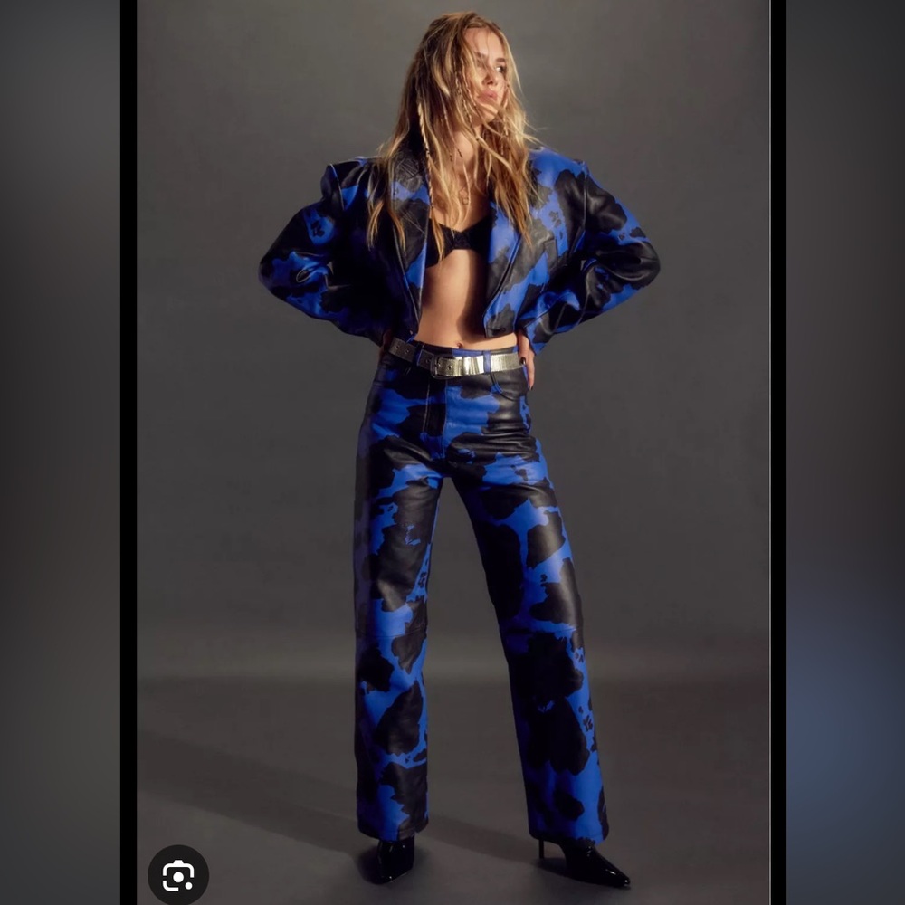 Nasty Gal premium real leather cow print set
